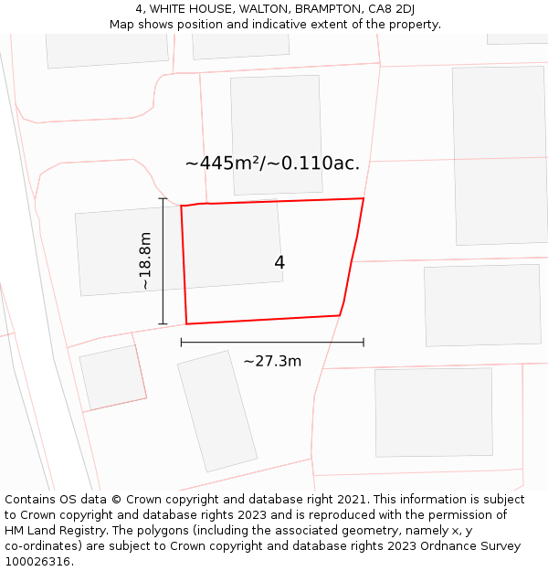 4, WHITE HOUSE, WALTON, BRAMPTON, CA8 2DJ: Plot and title map