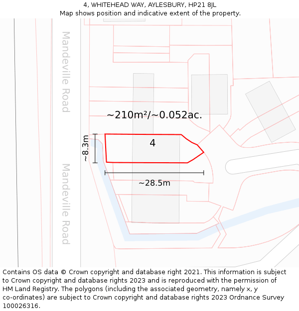 4, WHITEHEAD WAY, AYLESBURY, HP21 8JL: Plot and title map