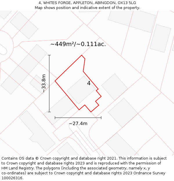 4, WHITES FORGE, APPLETON, ABINGDON, OX13 5LG: Plot and title map
