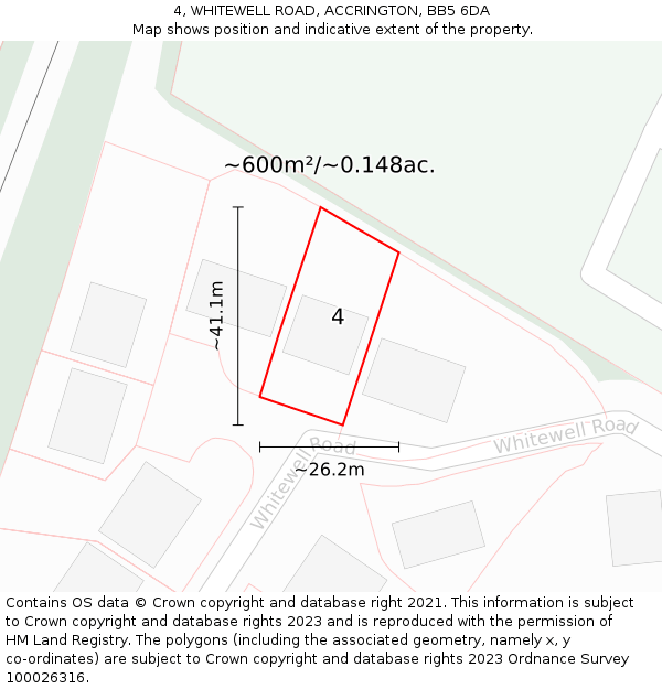 4, WHITEWELL ROAD, ACCRINGTON, BB5 6DA: Plot and title map