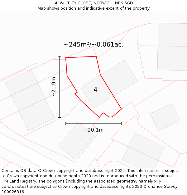 4, WHITLEY CLOSE, NORWICH, NR6 6GD: Plot and title map