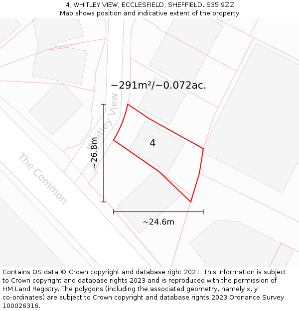 4, WHITLEY VIEW, ECCLESFIELD, SHEFFIELD, S35 9ZZ: Plot and title map