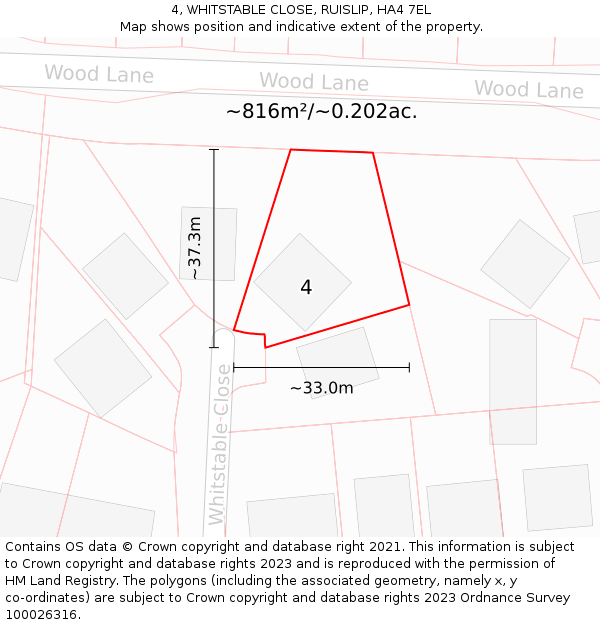 4, WHITSTABLE CLOSE, RUISLIP, HA4 7EL: Plot and title map