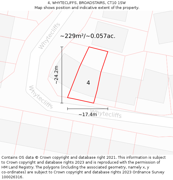 4, WHYTECLIFFS, BROADSTAIRS, CT10 1SW: Plot and title map