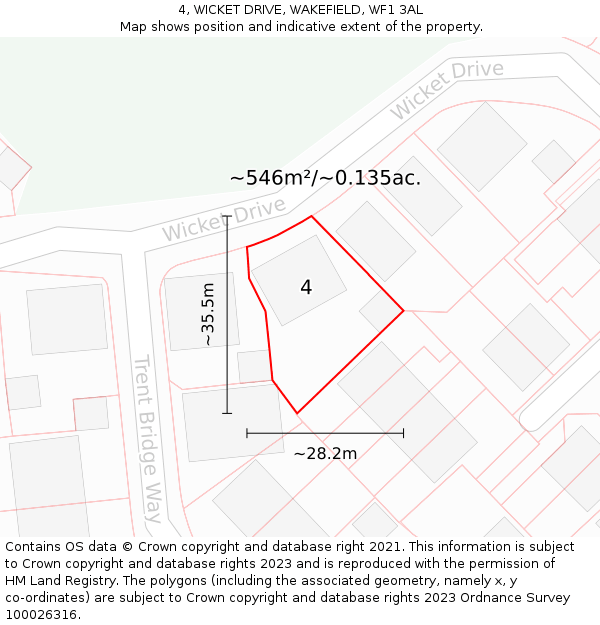 4, WICKET DRIVE, WAKEFIELD, WF1 3AL: Plot and title map
