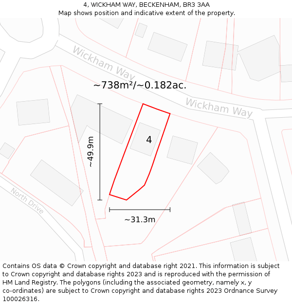 4, WICKHAM WAY, BECKENHAM, BR3 3AA: Plot and title map
