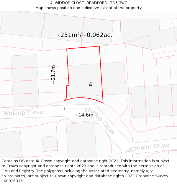 4, WIDDOP CLOSE, BRADFORD, BD6 3WG: Plot and title map