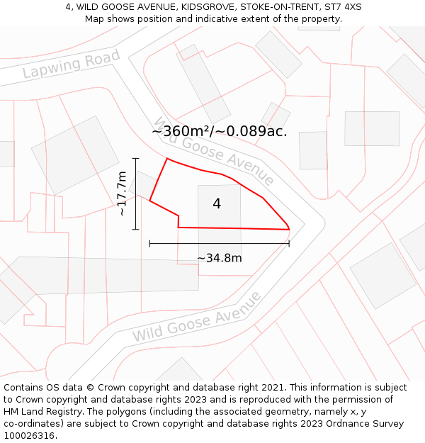 4, WILD GOOSE AVENUE, KIDSGROVE, STOKE-ON-TRENT, ST7 4XS: Plot and title map