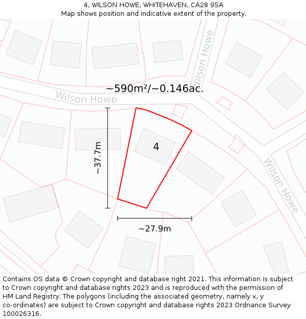 4, WILSON HOWE, WHITEHAVEN, CA28 9SA: Plot and title map