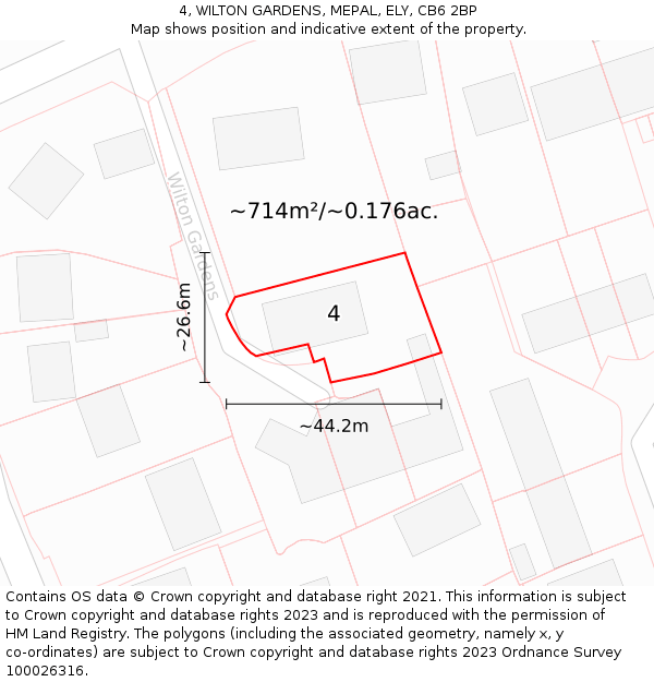 4, WILTON GARDENS, MEPAL, ELY, CB6 2BP: Plot and title map