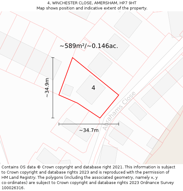 4, WINCHESTER CLOSE, AMERSHAM, HP7 9HT: Plot and title map