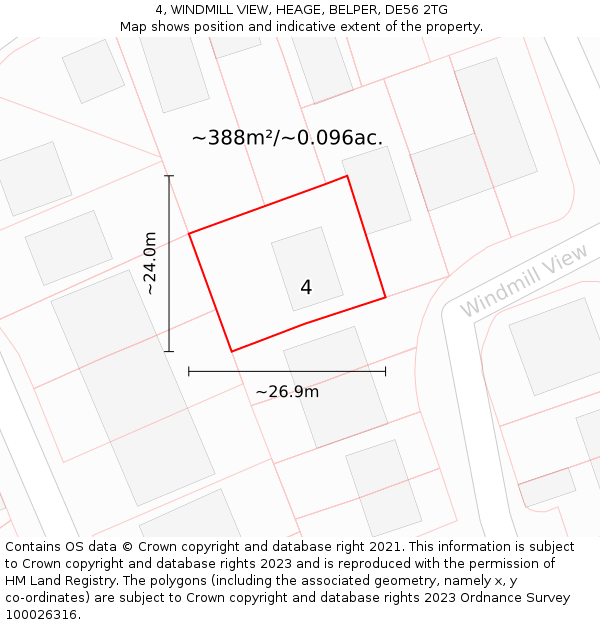 4, WINDMILL VIEW, HEAGE, BELPER, DE56 2TG: Plot and title map