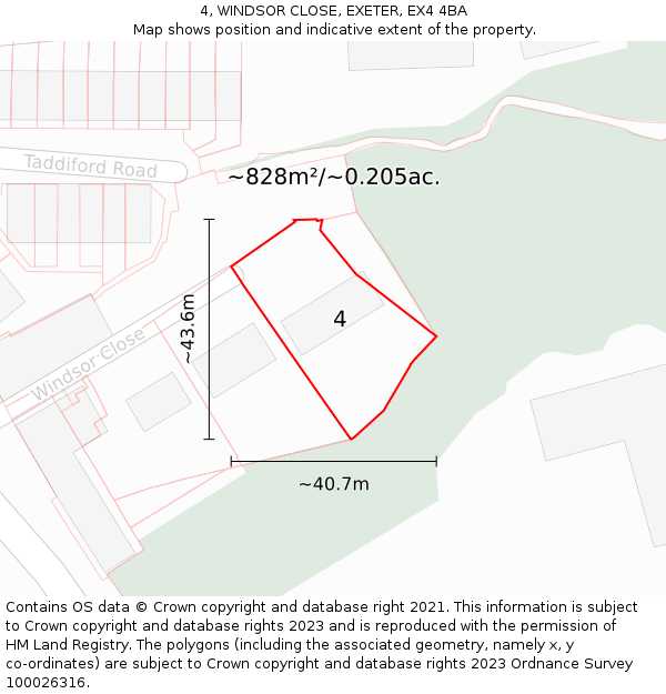 4, WINDSOR CLOSE, EXETER, EX4 4BA: Plot and title map