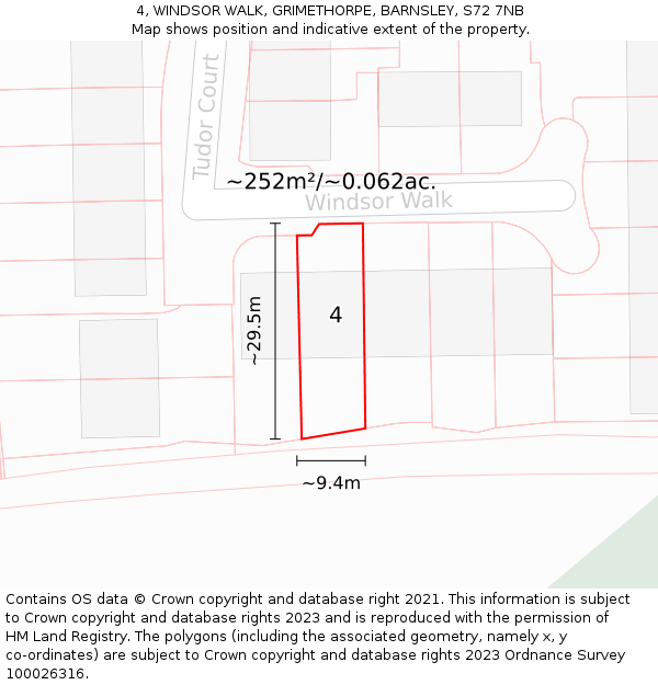 4, WINDSOR WALK, GRIMETHORPE, BARNSLEY, S72 7NB: Plot and title map