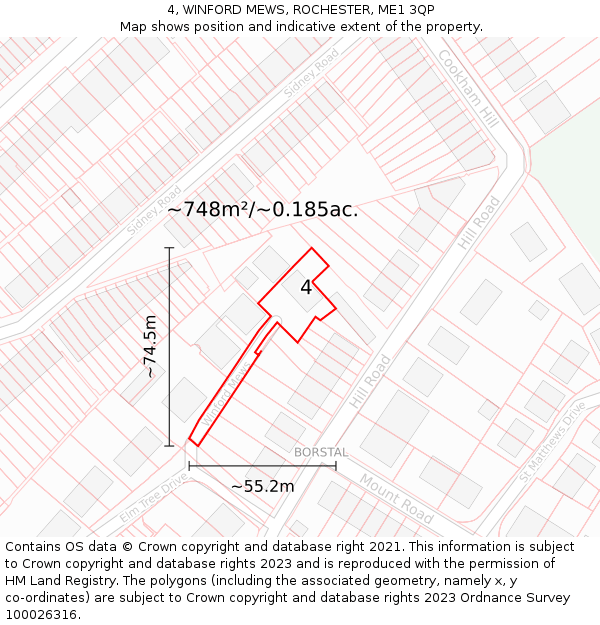 4, WINFORD MEWS, ROCHESTER, ME1 3QP: Plot and title map
