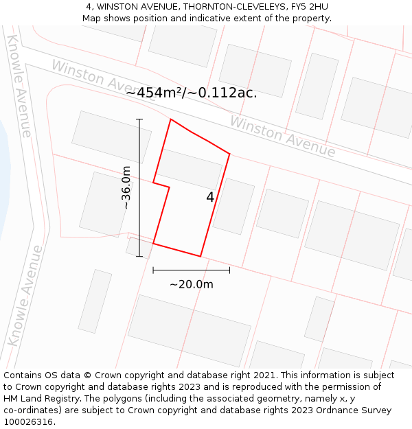 4, WINSTON AVENUE, THORNTON-CLEVELEYS, FY5 2HU: Plot and title map