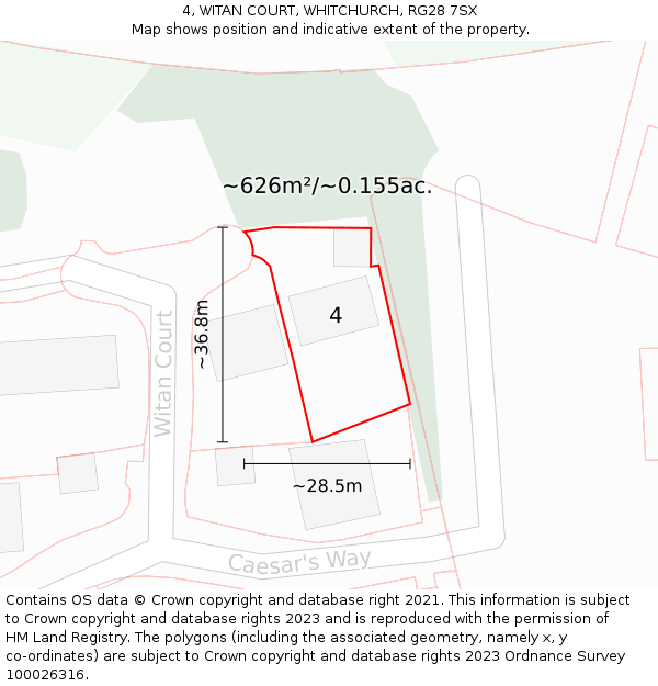 4, WITAN COURT, WHITCHURCH, RG28 7SX: Plot and title map