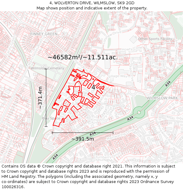 4, WOLVERTON DRIVE, WILMSLOW, SK9 2GD: Plot and title map
