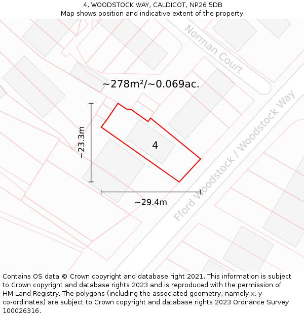 4, WOODSTOCK WAY, CALDICOT, NP26 5DB: Plot and title map
