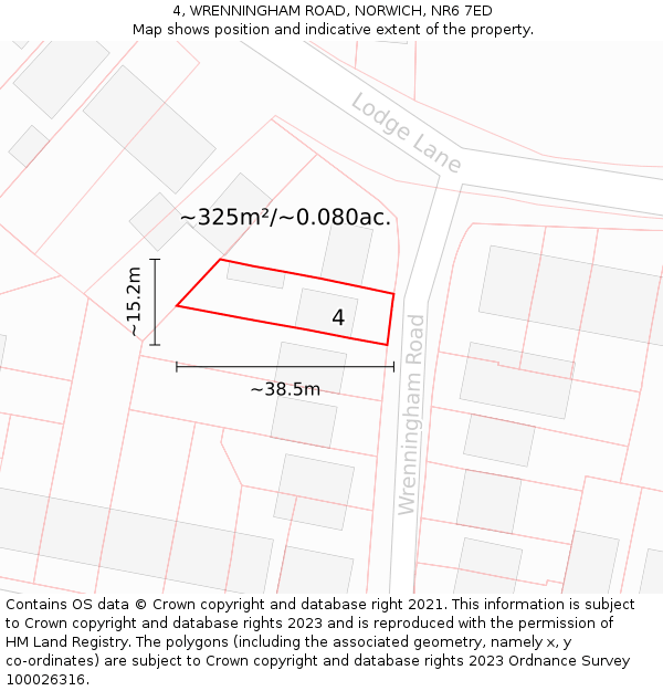 4, WRENNINGHAM ROAD, NORWICH, NR6 7ED: Plot and title map