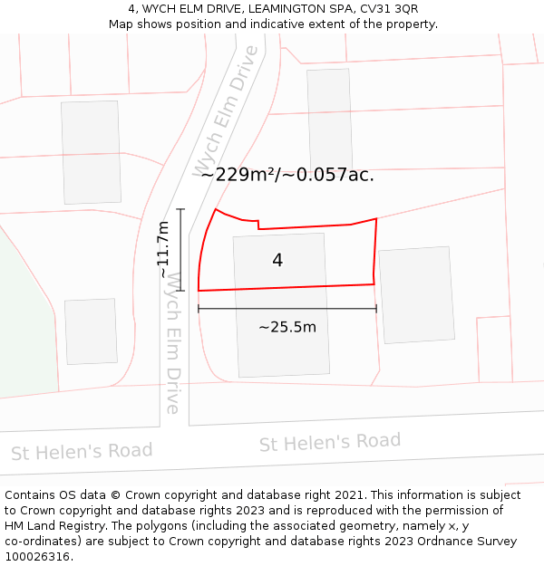 4, WYCH ELM DRIVE, LEAMINGTON SPA, CV31 3QR: Plot and title map
