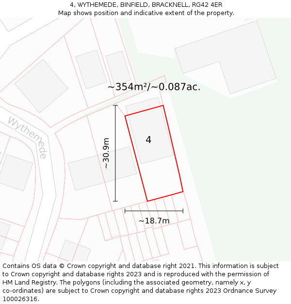 4, WYTHEMEDE, BINFIELD, BRACKNELL, RG42 4ER: Plot and title map
