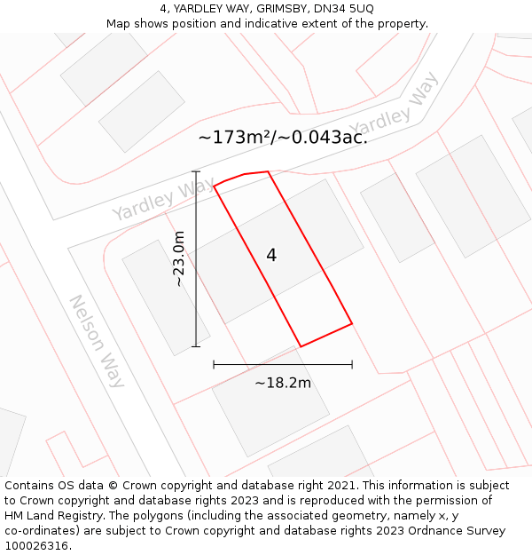 4, YARDLEY WAY, GRIMSBY, DN34 5UQ: Plot and title map