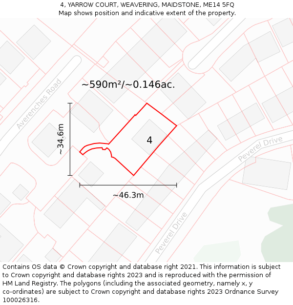 4, YARROW COURT, WEAVERING, MAIDSTONE, ME14 5FQ: Plot and title map