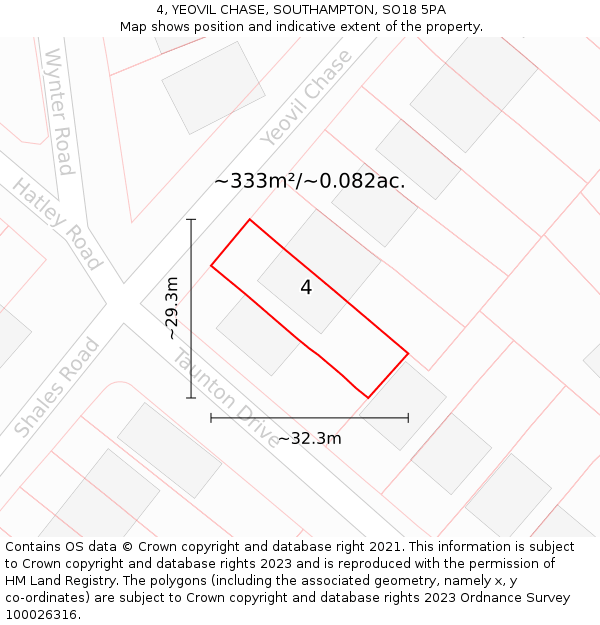4, YEOVIL CHASE, SOUTHAMPTON, SO18 5PA: Plot and title map