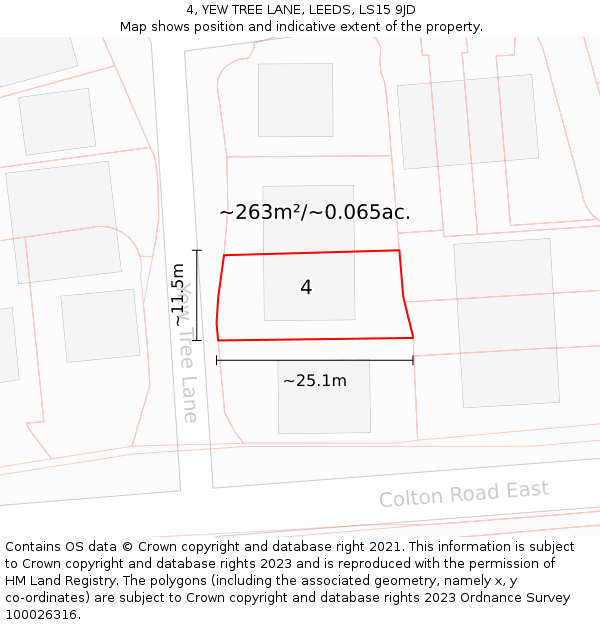 4, YEW TREE LANE, LEEDS, LS15 9JD: Plot and title map