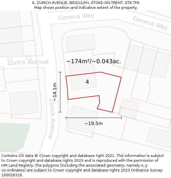 4, ZURICH AVENUE, BIDDULPH, STOKE-ON-TRENT, ST8 7FA: Plot and title map