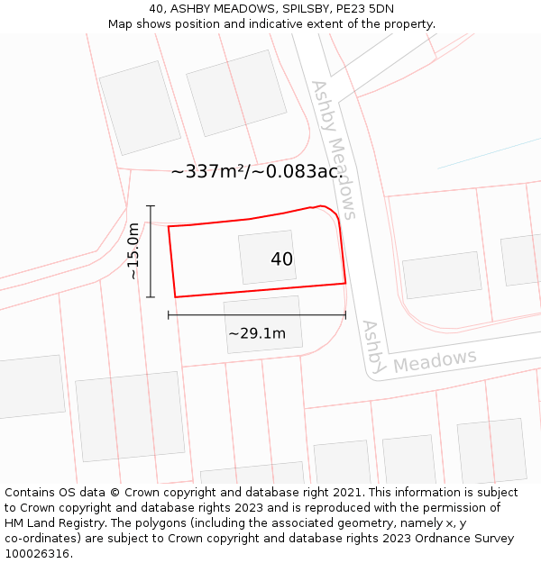 40, ASHBY MEADOWS, SPILSBY, PE23 5DN: Plot and title map