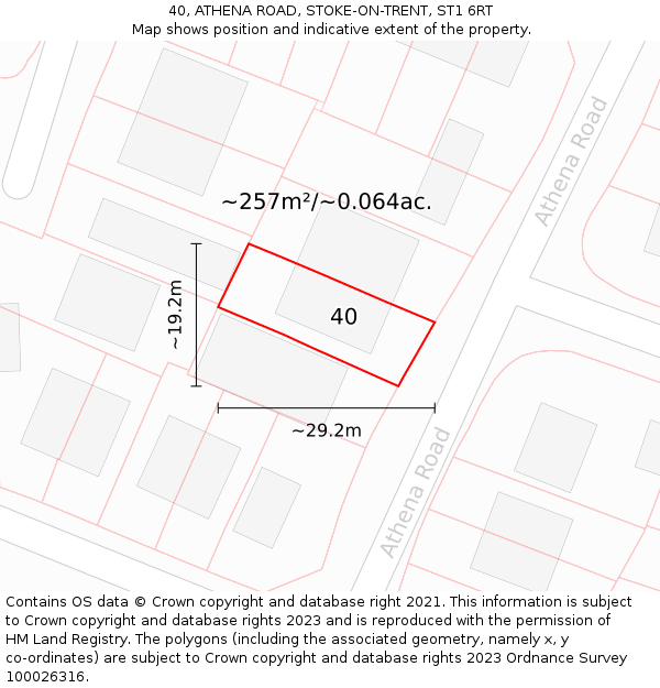 40, ATHENA ROAD, STOKE-ON-TRENT, ST1 6RT: Plot and title map