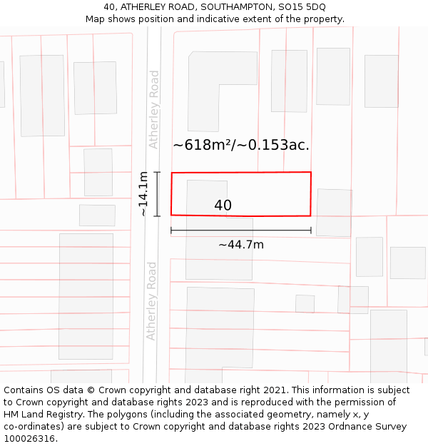 40, ATHERLEY ROAD, SOUTHAMPTON, SO15 5DQ: Plot and title map