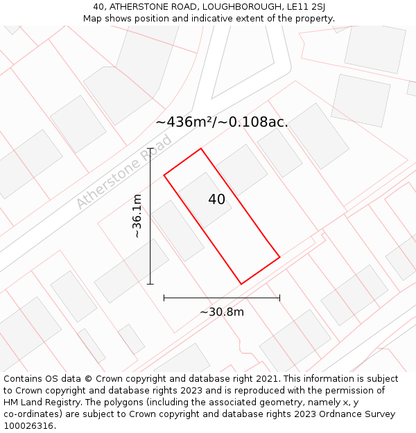 40, ATHERSTONE ROAD, LOUGHBOROUGH, LE11 2SJ: Plot and title map