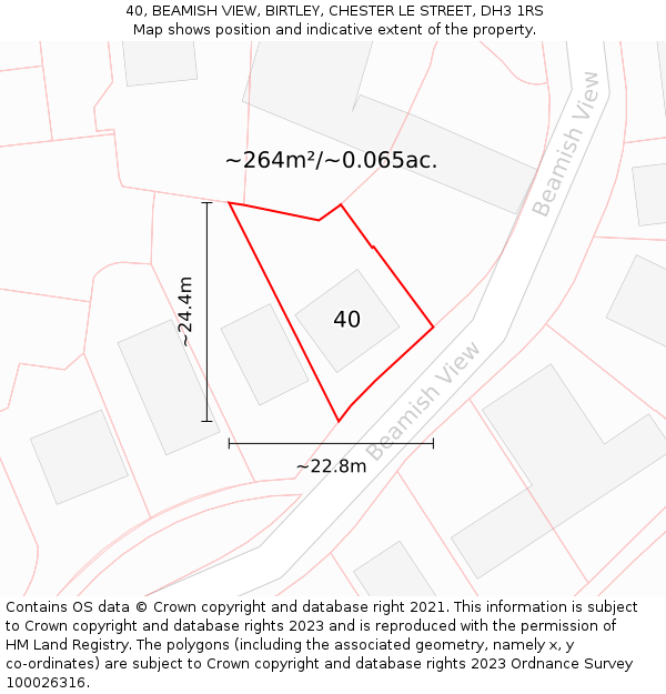 40, BEAMISH VIEW, BIRTLEY, CHESTER LE STREET, DH3 1RS: Plot and title map
