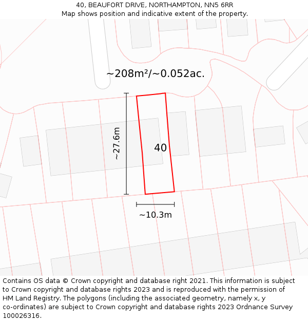 40, BEAUFORT DRIVE, NORTHAMPTON, NN5 6RR: Plot and title map