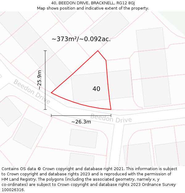 40, BEEDON DRIVE, BRACKNELL, RG12 8GJ: Plot and title map