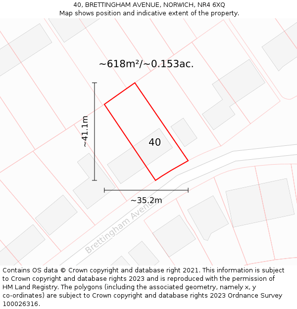 40, BRETTINGHAM AVENUE, NORWICH, NR4 6XQ: Plot and title map