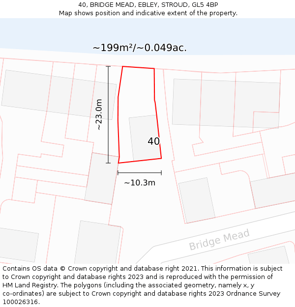 40, BRIDGE MEAD, EBLEY, STROUD, GL5 4BP: Plot and title map