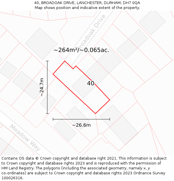 40, BROADOAK DRIVE, LANCHESTER, DURHAM, DH7 0QA: Plot and title map
