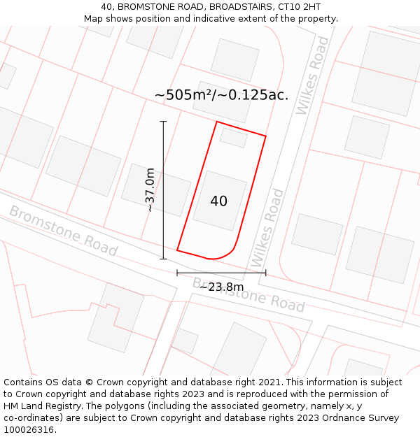 40, BROMSTONE ROAD, BROADSTAIRS, CT10 2HT: Plot and title map