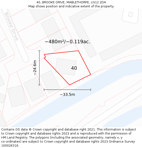 40, BROOKE DRIVE, MABLETHORPE, LN12 2DA: Plot and title map