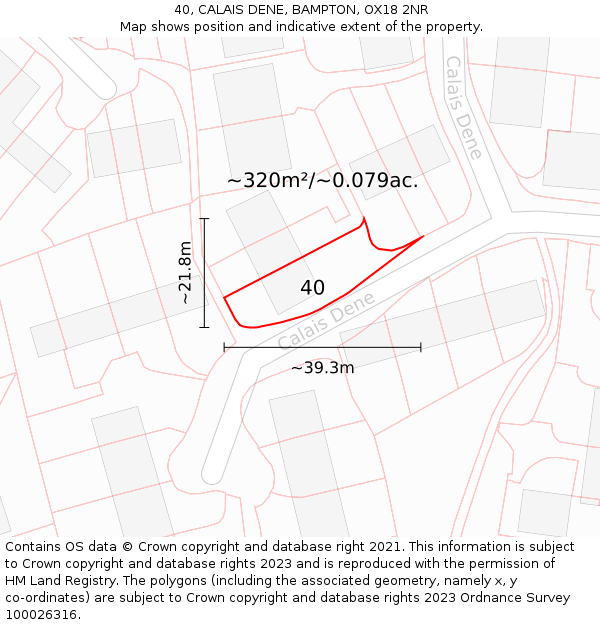 40, CALAIS DENE, BAMPTON, OX18 2NR: Plot and title map