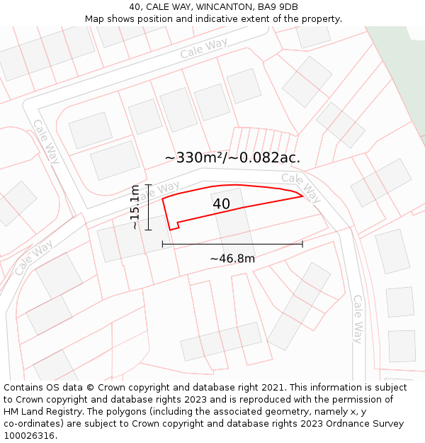 40, CALE WAY, WINCANTON, BA9 9DB: Plot and title map