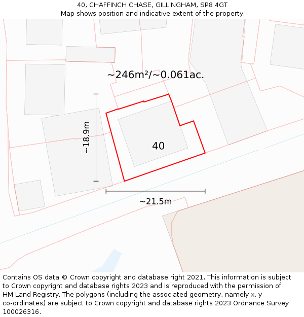 40, CHAFFINCH CHASE, GILLINGHAM, SP8 4GT: Plot and title map