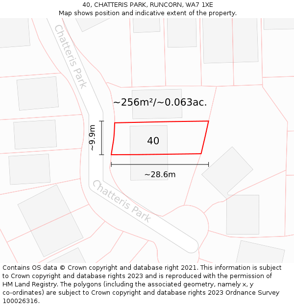 40, CHATTERIS PARK, RUNCORN, WA7 1XE: Plot and title map