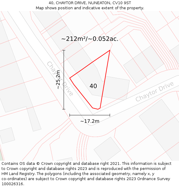 40, CHAYTOR DRIVE, NUNEATON, CV10 9ST: Plot and title map