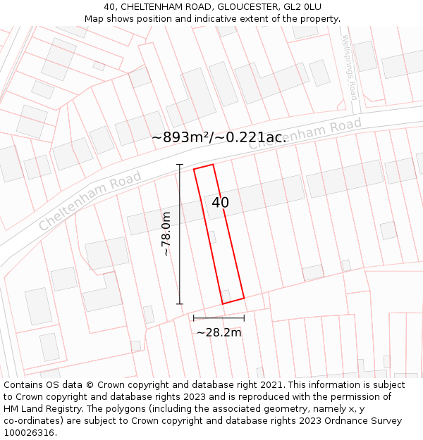 40, CHELTENHAM ROAD, GLOUCESTER, GL2 0LU: Plot and title map