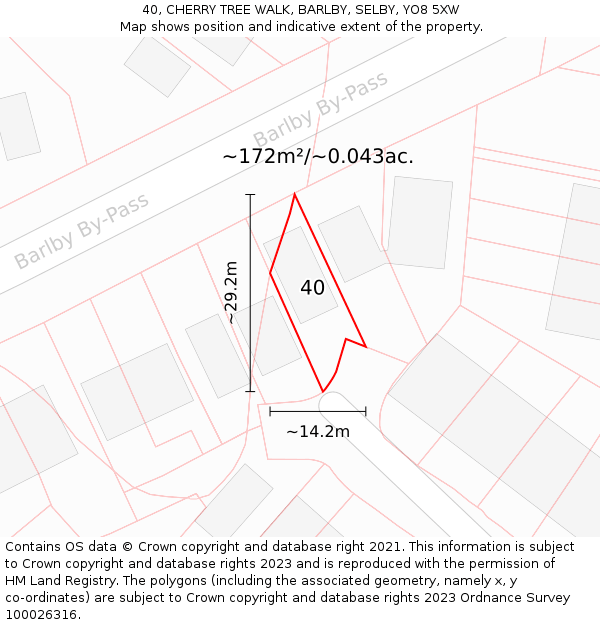 40, CHERRY TREE WALK, BARLBY, SELBY, YO8 5XW: Plot and title map